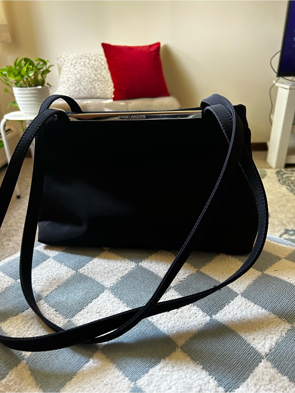 villager Black Shoulder Bag with Long Strap